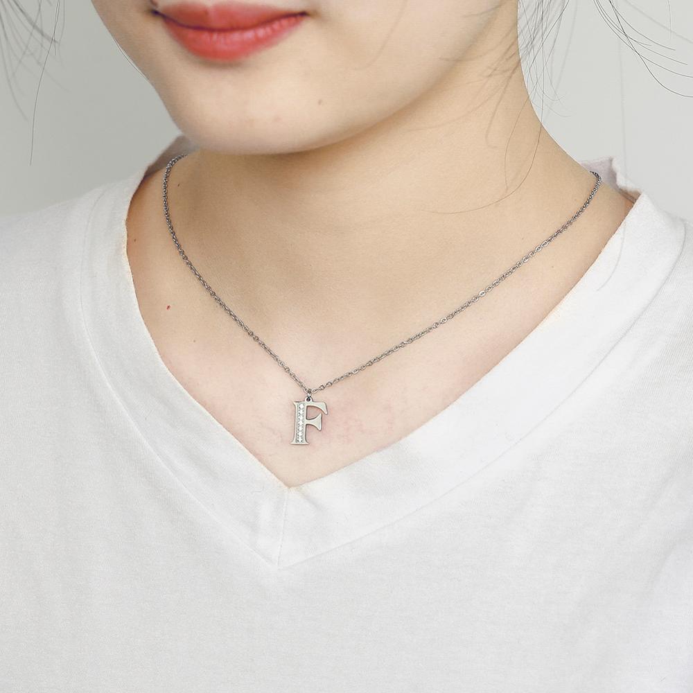 My Shape Letter A-Z Clear Zircon Stainless Steel Necklace for Girls Women Necklaces Alphabet Initials Pendant Choker Jewelry