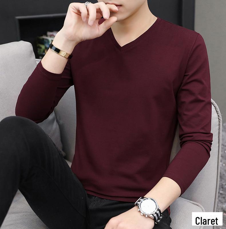 2021 Men's Trendy V-Neck Long-Sleeve T-Shirt for Autumn/Winter