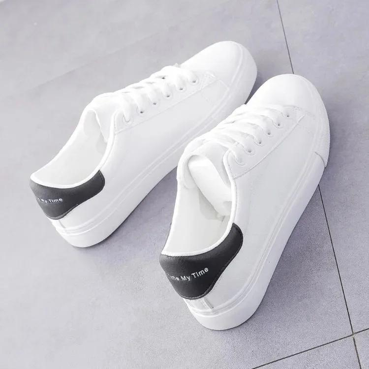 Fashion 2025 New Women Sneakers Breathble Vulcanized Shoes Pu Leather Platform Shoes White Lace Up Casual Shoes Zapatos Mujer Zapatillas