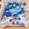 Thickened Milk Fleece Four-Piece Set, Fleece Astronaut Flange Coral Fleece Children'S Bed Sheet Quilt Cover Three-Piece Set Men