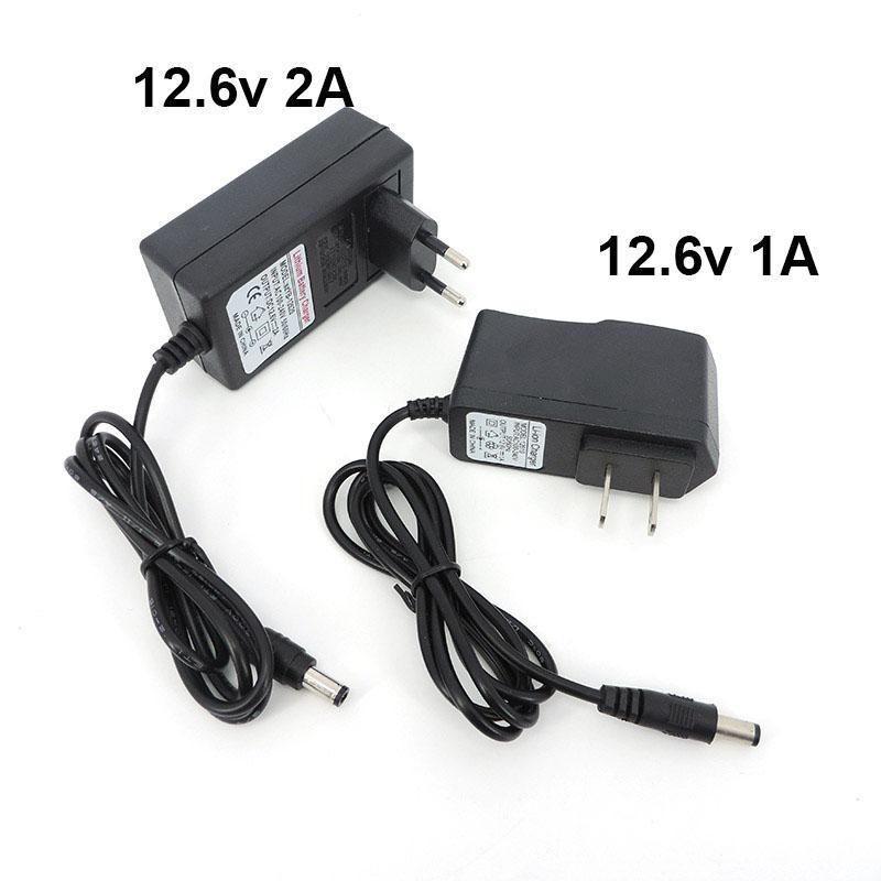 AC 110V 240V To DC 12.6V 1A 2A 1000ma Charger Volt Power Supply Adapter 5.5*2.5MM For 18650 Lithium Battery Pack EU US Plug