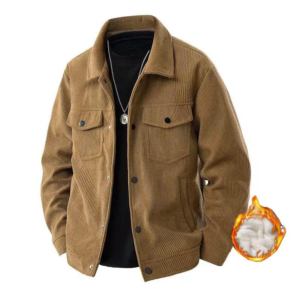 Pánská sametová bunda jednobarevná retro trend ležérní všestranná klopa pracovní top