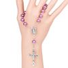 Purple Glass Pearl Rosary Bracelet With Cross Pendant Religious Jewelry