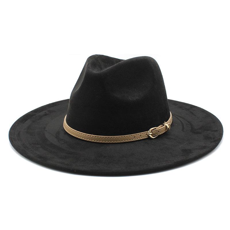 Wish Suede Top Hat Men And Women Couple Flat Brim Hat Flat Brim Gentleman'S Hat