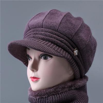 Winter Hat Female Rabbit Wool Hat Fleece Thermal Hat Knitted Hat