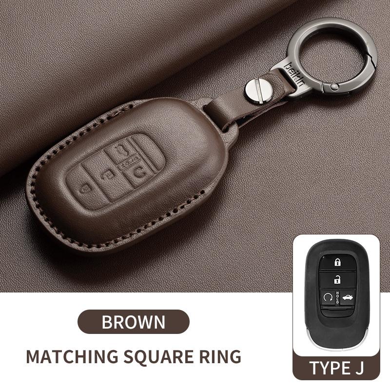 Leather Car Remote Key Case Cover for Honda Civic 11th 2022 for Honda Civic Accord HR-V CR-V CRV 2022 2023 Protector Holder Fob