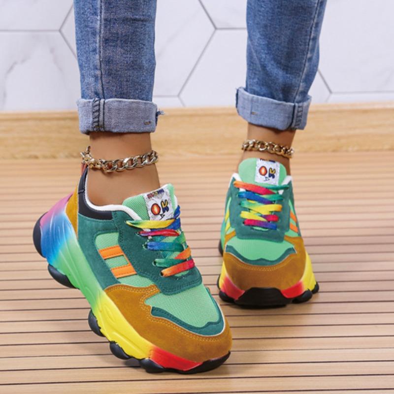 Autumn New Arrival Women's Fashion Sneakers Multicolor Designer Casual Shoes Platform Non-slip Tennis Lace Up Athletic Big Size
