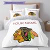 Custom Name,Chicago Blackhawks Pattern Bedding Home Decoration Birthday Gift ( 1 Duvet Cover + 2 Pillowcase, Without Core),fan Merchandise.