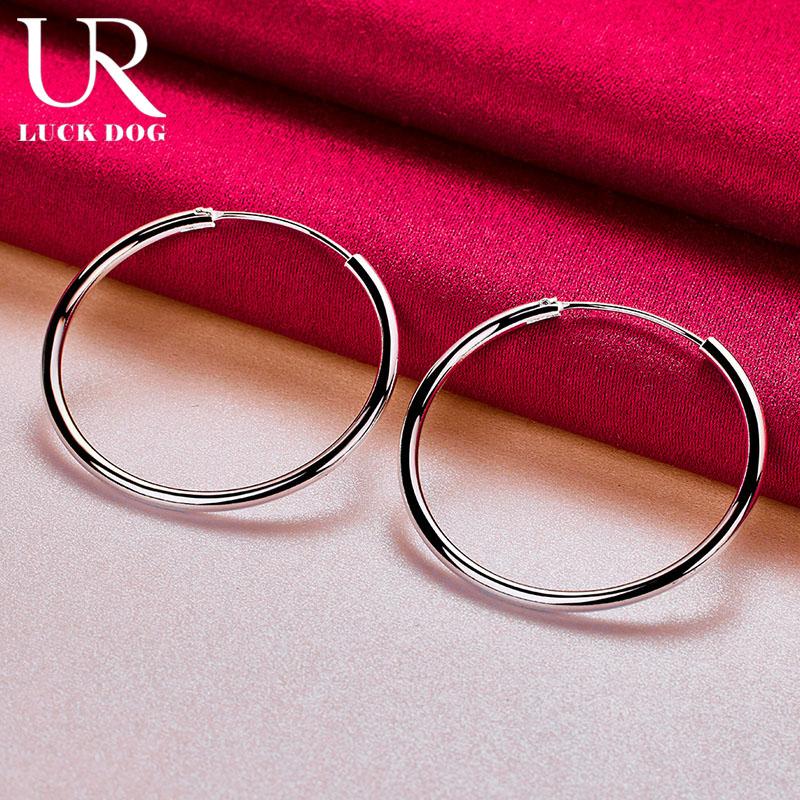 Boucles d'oreilles percées rondes en argent sterling 925 Bijoux de mariage à la mode