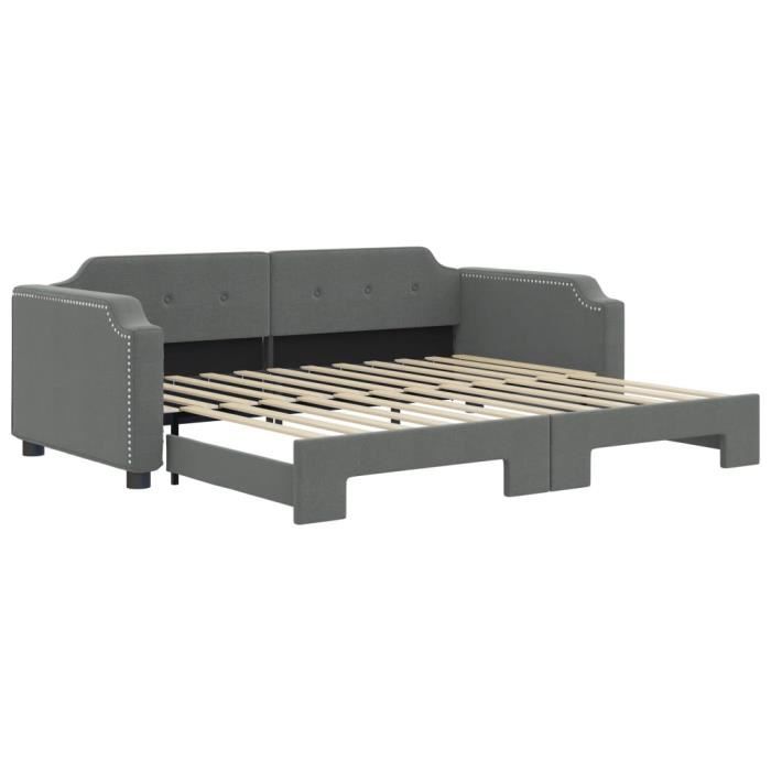 VidaXL Lit de jour avec lit gigogne gris foncé 100x200 cm tissu 3197640
