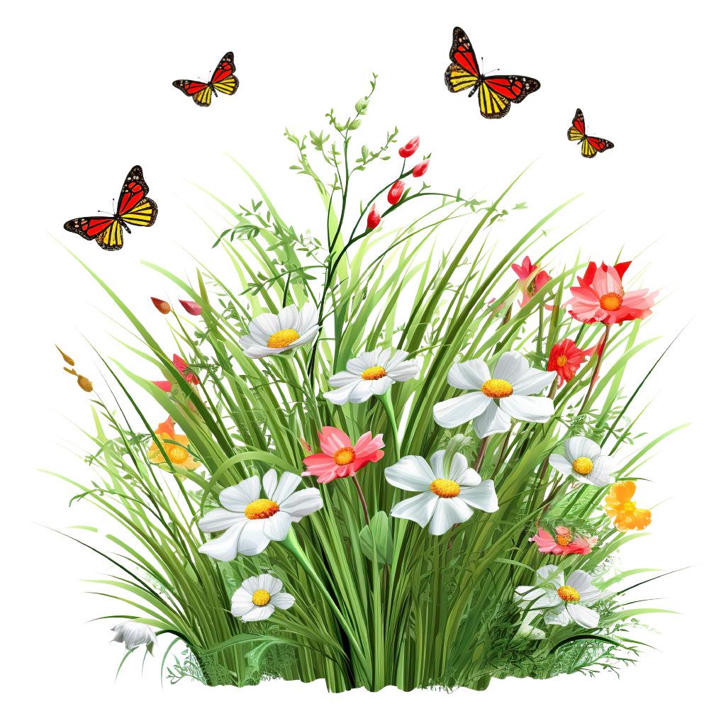 CH81780 Little Grass & Butterfly Removable Wall Sticker