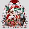 Funny Santa Christmas Hoodie 3D Print Karaoke Sleigh Repair Laundry Snack Holiday Party Pullover Winter Streetwear Gift