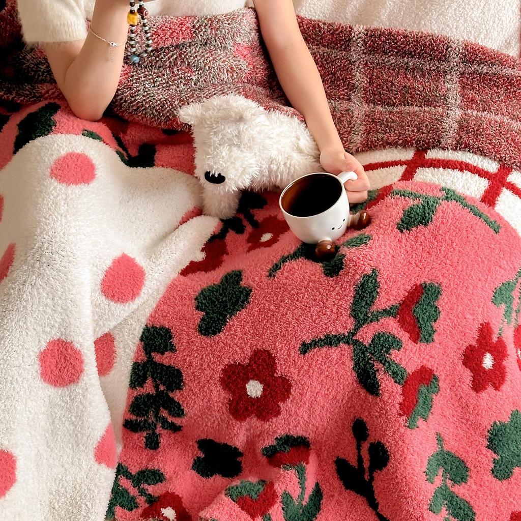 Halbseitige Plüschdecke im koreanischen Blogger-Stil für Sofa oder Büro