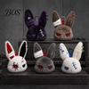 Stress Relief Plush Doll with Metal Hanging Loop, Dark Style Rabbit Pendant Bandage Stitched Keychain Toy, Funny Expression Doll, Collectible Toy Loop