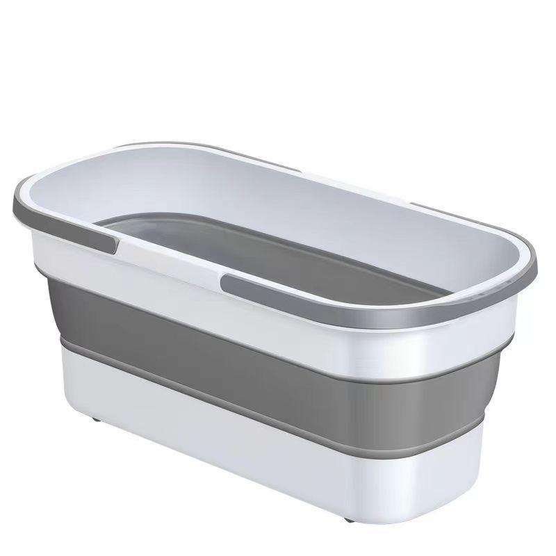 Foldable Rectangular Double Handle Mop Bucket for Floor Cleaning серый