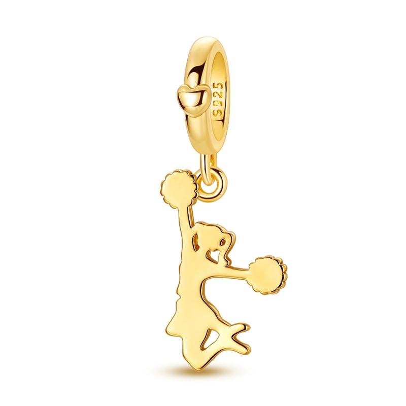 Charms 925 Silver Golden Lucky Star Ballet Shoe Heart Bead Pendant Charms Fit Bracelet Necklace Womens Jewelry