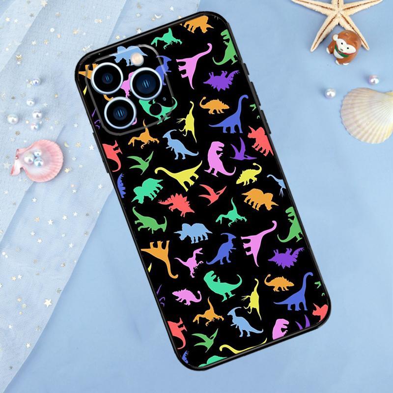 Fun Dinosaur Pattern Dino Case For iPhone 17 Pro Max 16 15 14 12 11 13 Pro Max Plus 12 13 Mini 16e 17 Air Back Cover