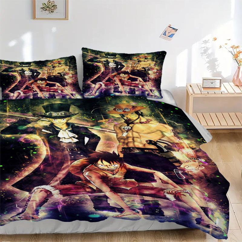 

One Piece: Straw Hat Pirates Bedding Set Comforter Cover Gift for Bedroom,Includes 1 Cover and 2 Pillowcases, No InsertB379 135x200cm