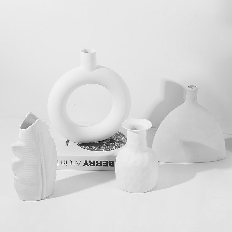 Modern Simple Imitation Ceramic Art Vase Dried Flowers Flower Arrangement Ornaments Living Room Tv Cabinet Bedroom Desktop Decor