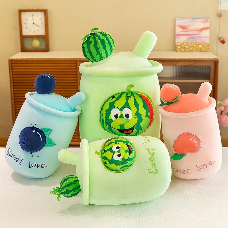 Soft Plush Bubble Tea Boba Cups Toy Peach/watermelon/blueberry Hug Doll Gift