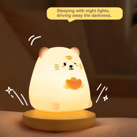 Lampă de noapte cu animale din desene animate Iluminare moale Lampă de noapte, reîncărcabilă, reglabilă, fără pâlpâire, Decorare cu lumină de noptieră