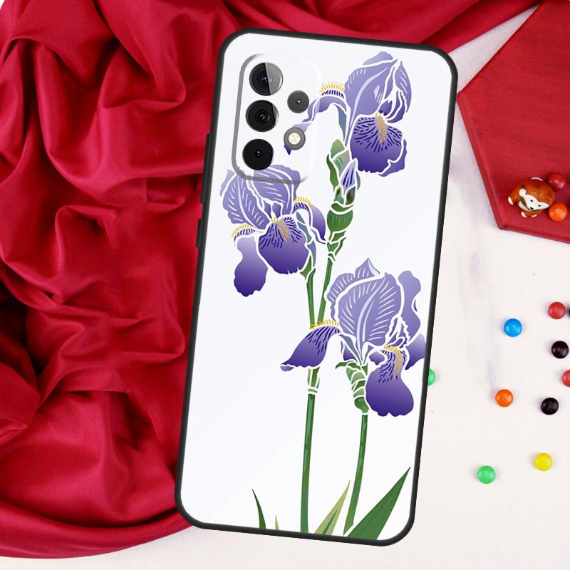 Iris Purple Flower Watercolor For Samsung Galaxy A56 A36 A26 A16 A05 A06 A22 A32 A52 A54 A34 A14 A55 A15 A53 A33 A35 Case