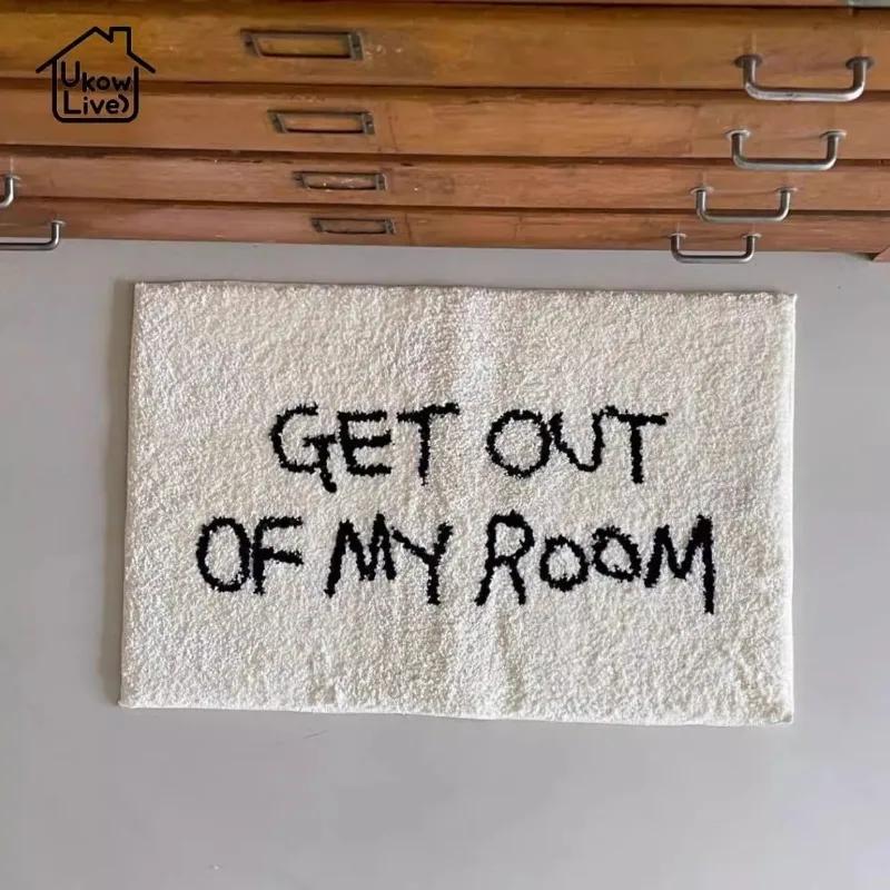 VIKAMA Simple Letter Synthetic Cashmere Area Rug Soft Indoor Floor Mat Bedroom Bathroom Anti-slip Floor Mat Home Decoration