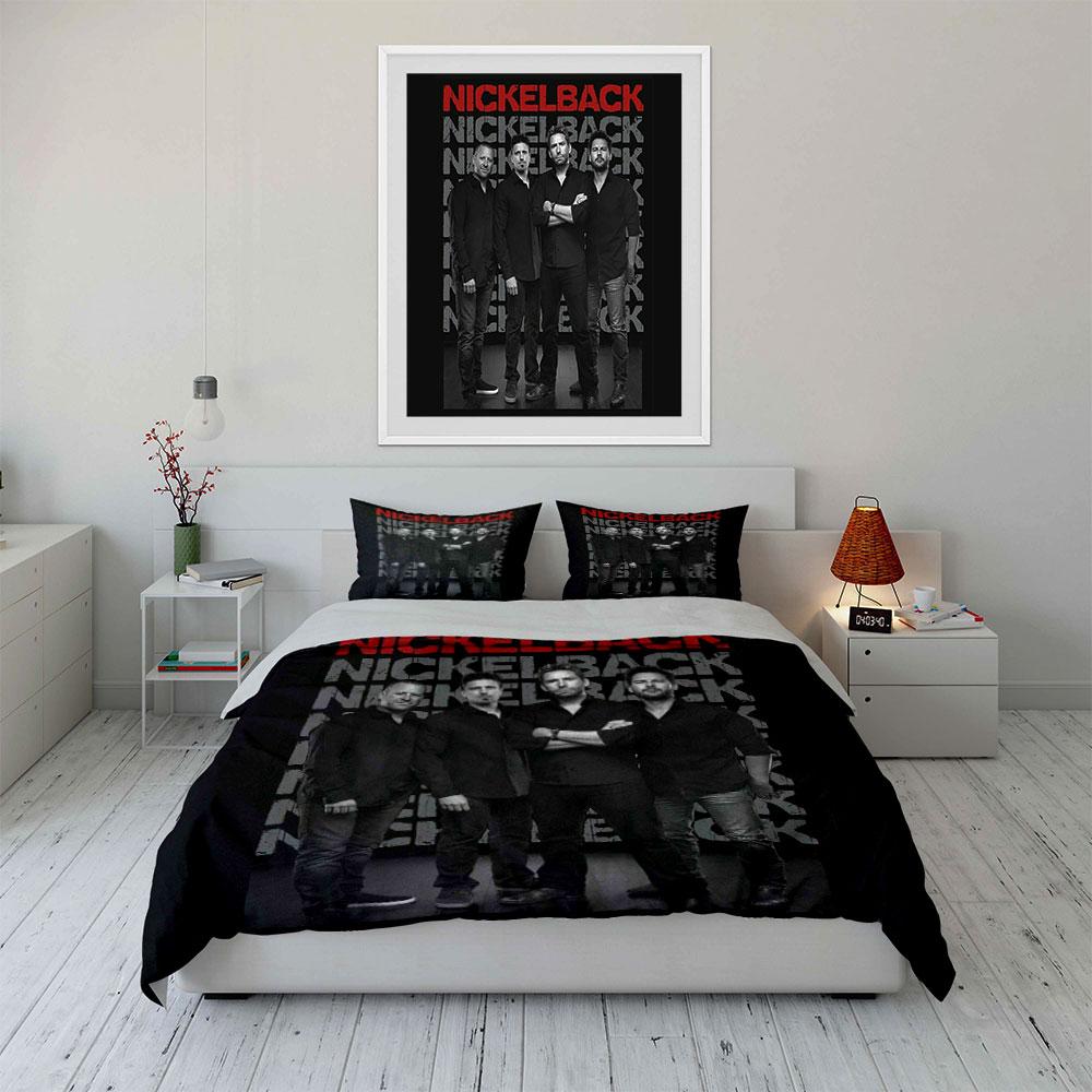 Nickelback Band Bettwäscheset Bettwäsche Bettbezug Set Bettbezug Kissenbezüge  (1*Bettbezug 2*Kissenbezüge, ohne Bettdecke)