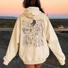 Women's Fleece-Lined Skull Print Hoodie with Kangaroo Pocket