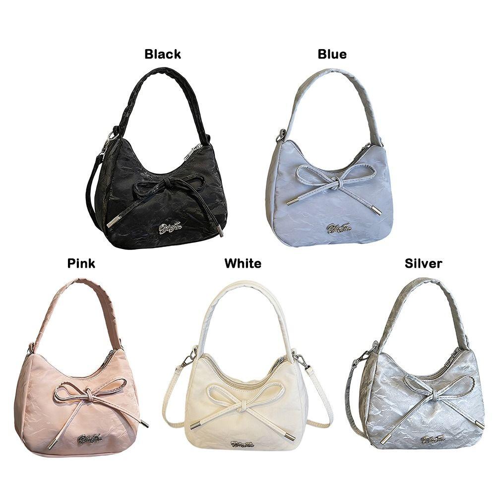Underarm Bag Solid Color Shoulder Bag High-end Portable Crossbody Bag Butterfly Knot Small Size Handbag Versatile Use