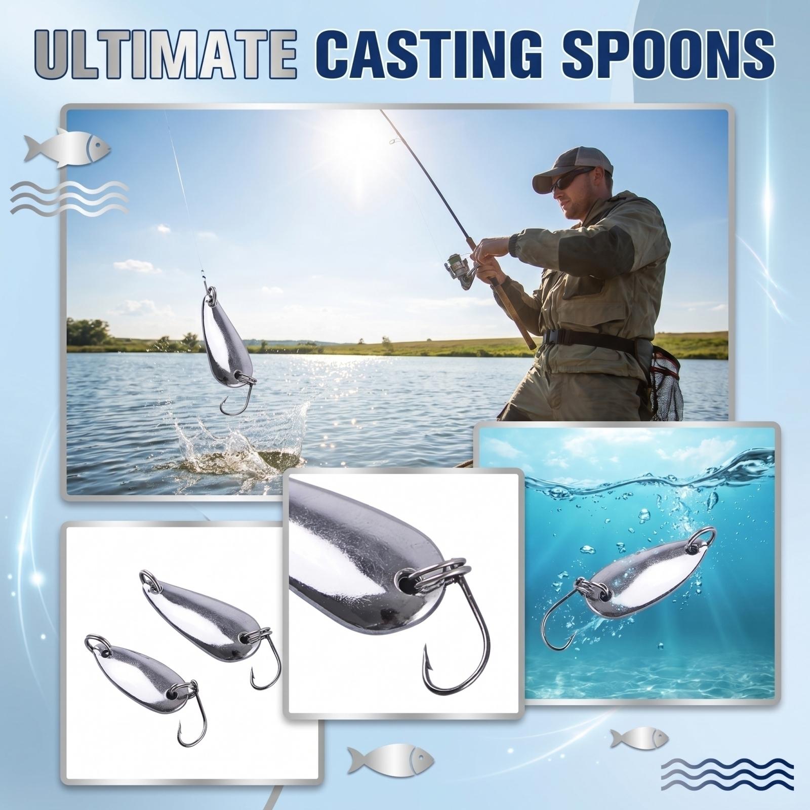 

Fishing Spoon Lure Metal Bait Artificial Hard Bait with Single Hook for Long Distance Casting Freshwater Saltwater Fishing Tackle one size