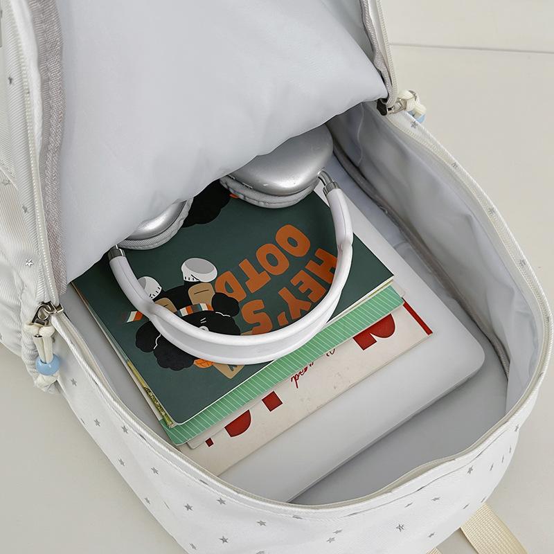 Schoolbag Schoolbag Junior High School Girl Small Fresh Raw Backpack Simple Fashion Polka Dot Bow High Value College Backpack