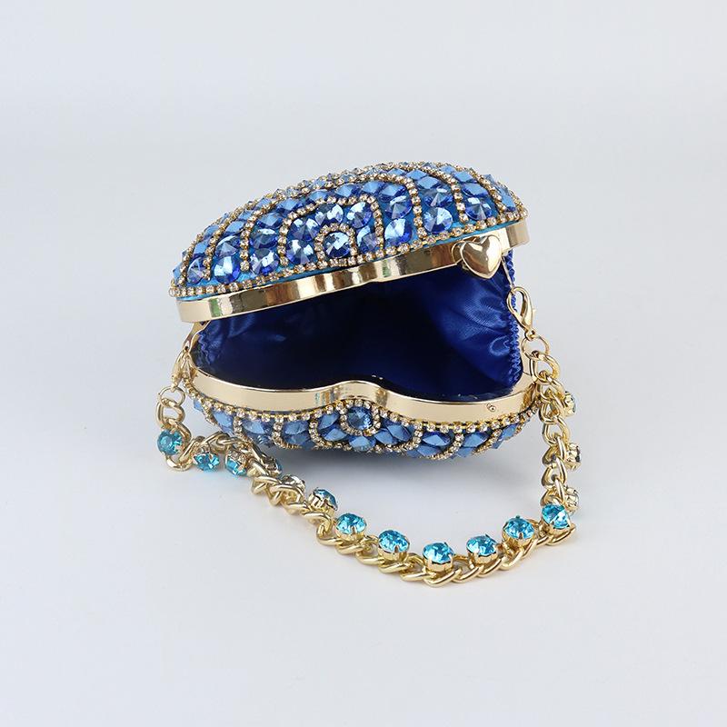 

Handmade New Fashion Luxury Sequin Heart Shape Clutch Purse Women s Party Crystal Evening Bag Wedding Diamond Bridal Handbags синий