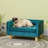Dog Sofa Dog Bed Dog Couch made of Velvet with Backrest, Wooden Legs, Cushion, up to 8 kg 64 x 45 x 36 cm Blue