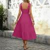 Women's Summer Maxi Dress Casual Bohemian Sleeveless Printed Square Neck Multi-Layered Long Beach Sundress