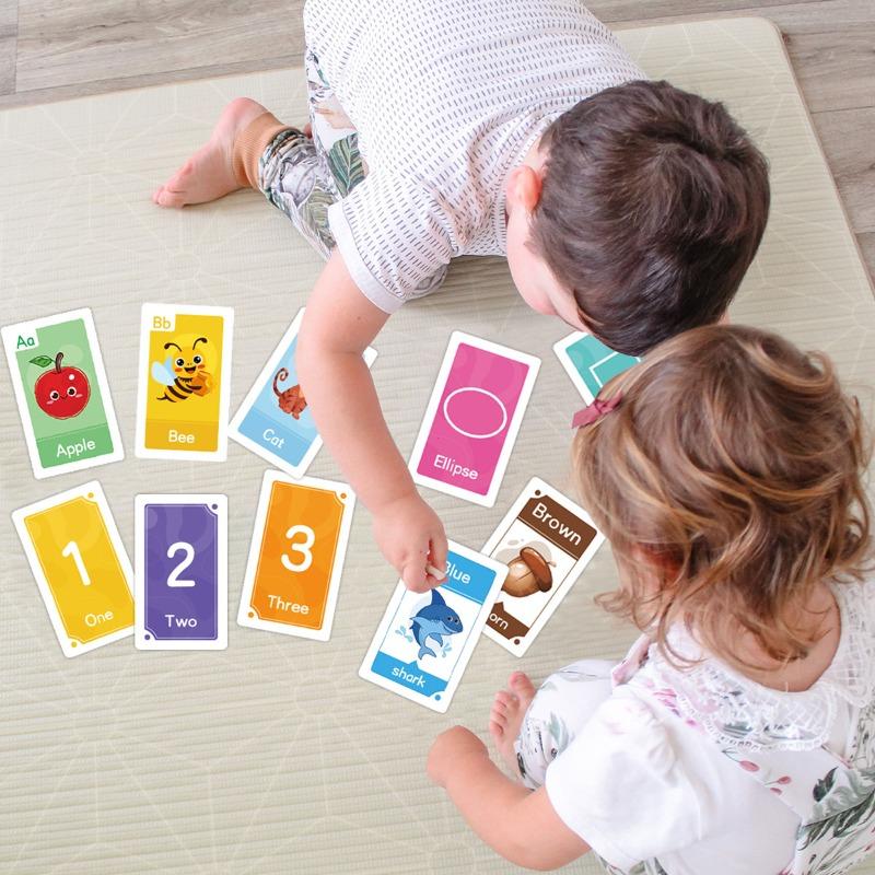 Non-Toxic 58Pcs Abc Alphabet Flashcards Montessori Early Education Toys Baby Shapes Animals Learning Cards Games Puzzles For Kids Gifts