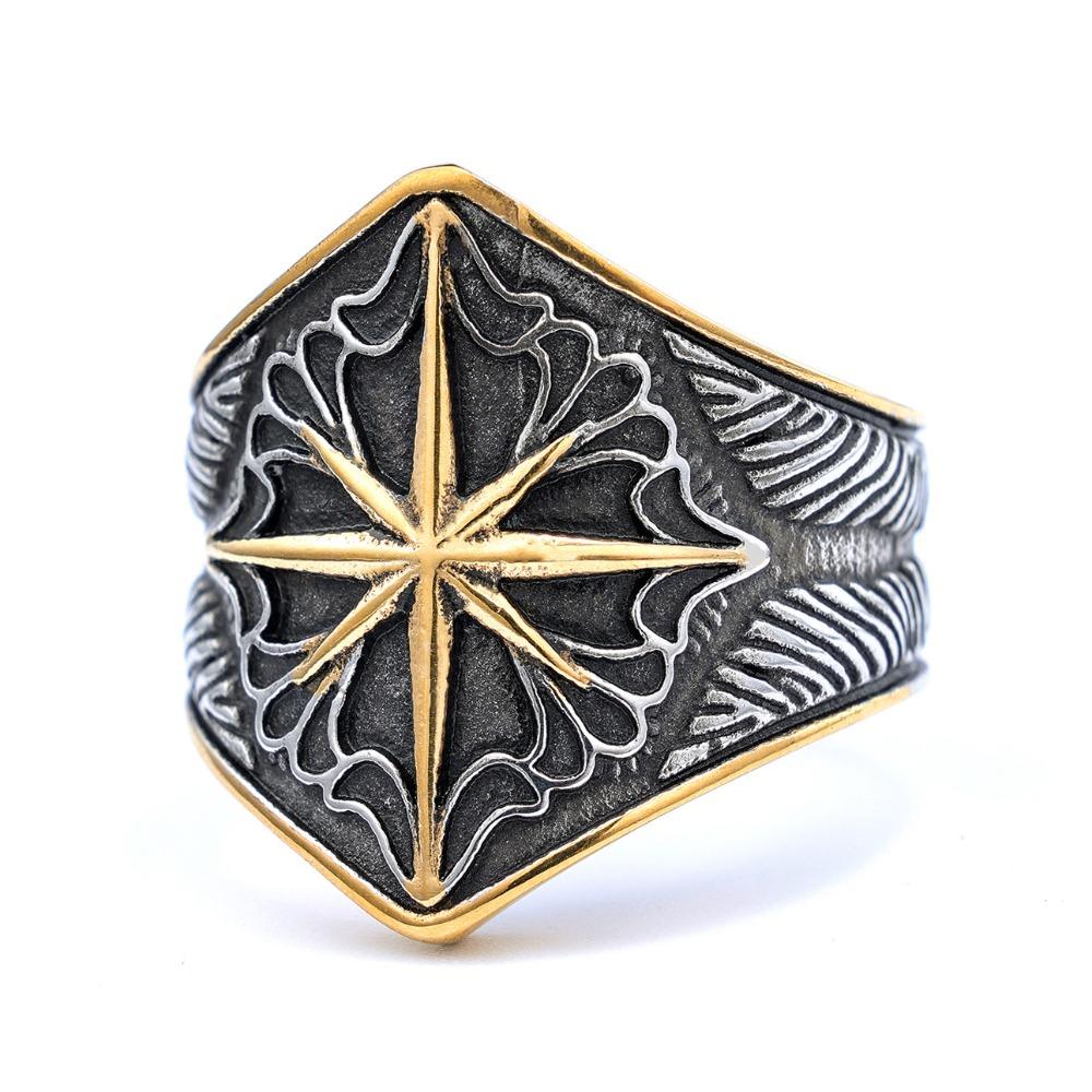 Nordic Star Knot Stainless Ring Trendy Jewelry Unique Eight Point Star Design Fashion Accessory