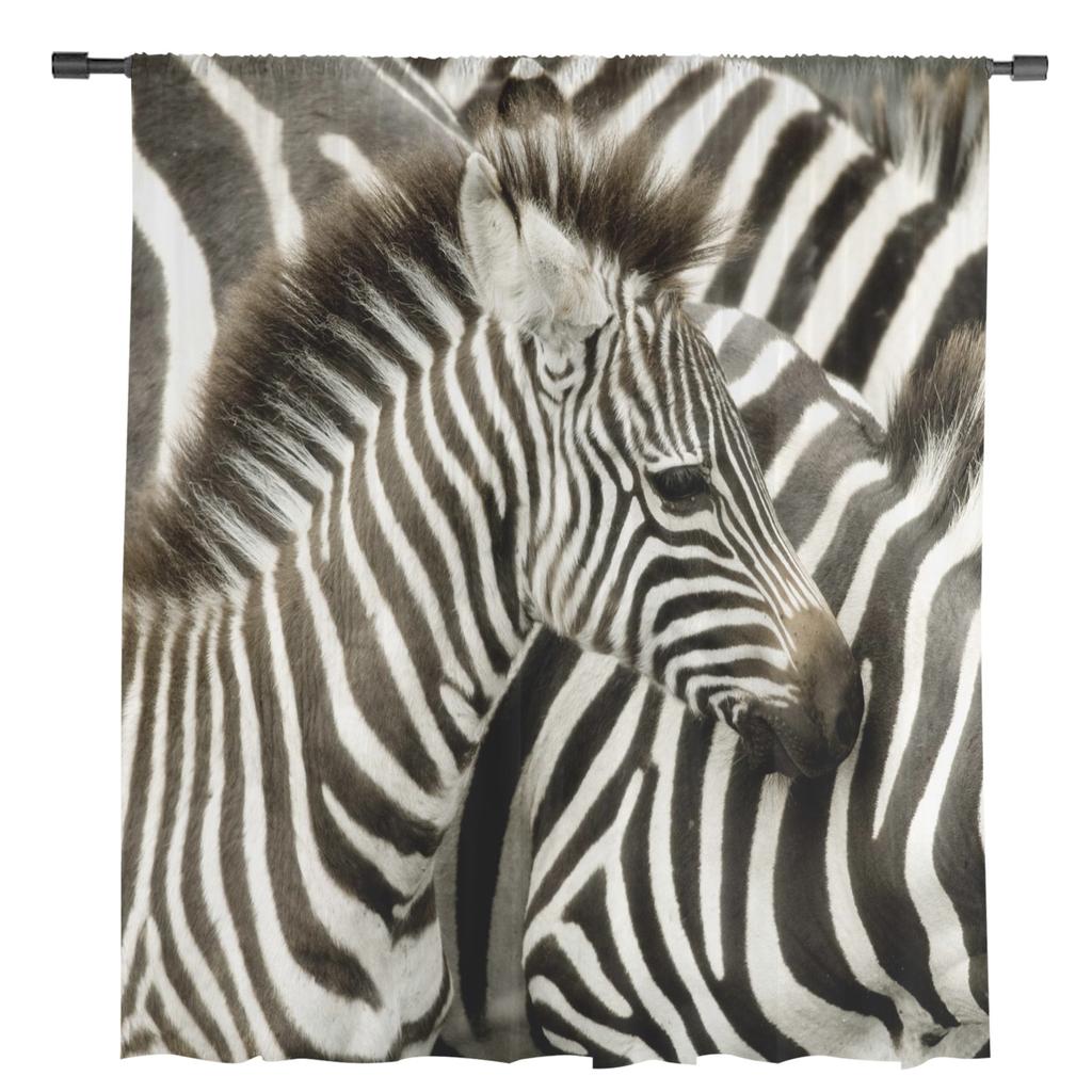 Wild Animal Zebra Chiffon Sheer Curtains for Living Room Bedroom Home Decoration Window Voile Tulle Curtain Drapes
