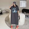 Women's Printed T-shirt Dress Short Sleeve Summer Loose Medium Length Plus Size Casual Dress