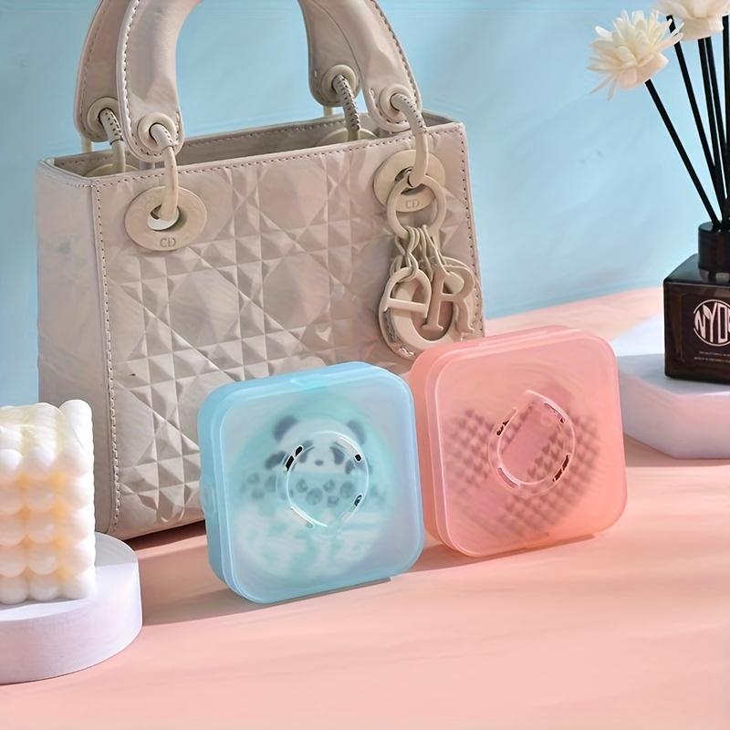 Portable Large-Capacity Square Makeup Powder Puff Storage Boxes - Breathable Dust-Proof Durable Plastic Organizer with Transparent Lids, Pastel Colors