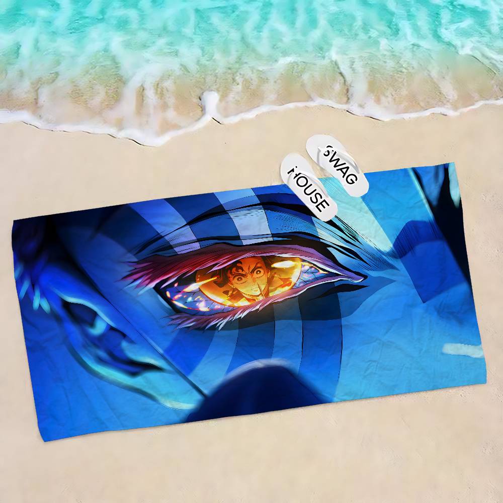 Demon Slayer Tanjiro Kamado Microfiber Beach Towel Absorbent Quick dry Soft Yoga Swimming Resort Mountain Climbing Towel