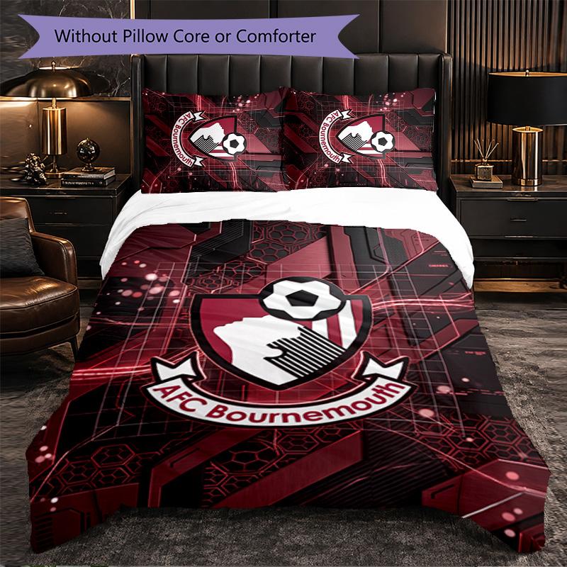 Set Biancheria da Letto Bournemouth Football 3 Pezzi Morbido Set Copripiumino con Federe Set Decorazione Camera da Letto per la Casa