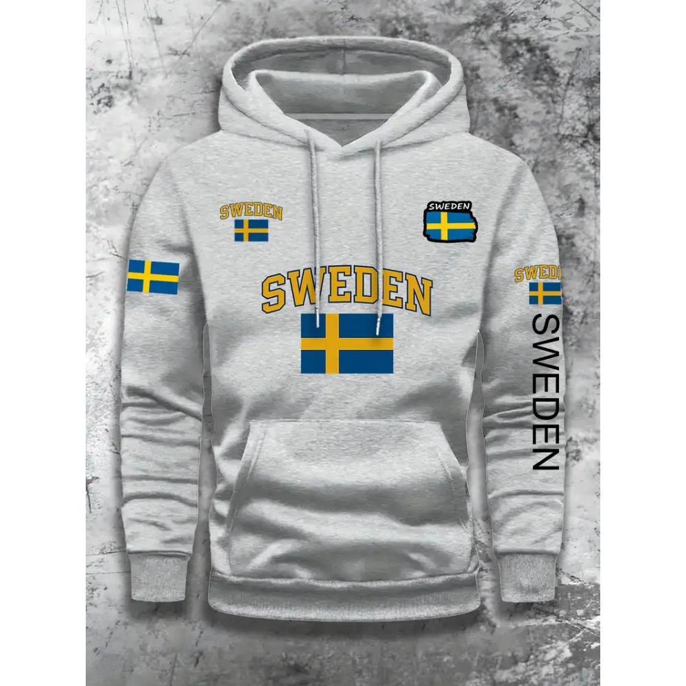 The Men's Hooded Sweatshirt for Autumn and Winter Features an Informal, Modern, and Comfortable Letter Print