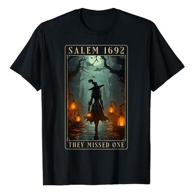 Salem 1692 They Missed One Halloween Witch Trials Women T-Shirt Horror Witchy Wicca Outfit Sarcastic Tee Fall Autumn Costume Top