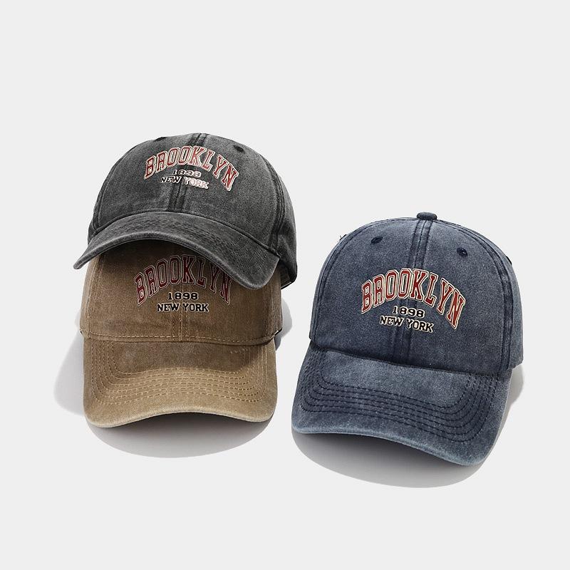 New letter embroidery washed old retro soft top baseball cap outdoor sports travel cap