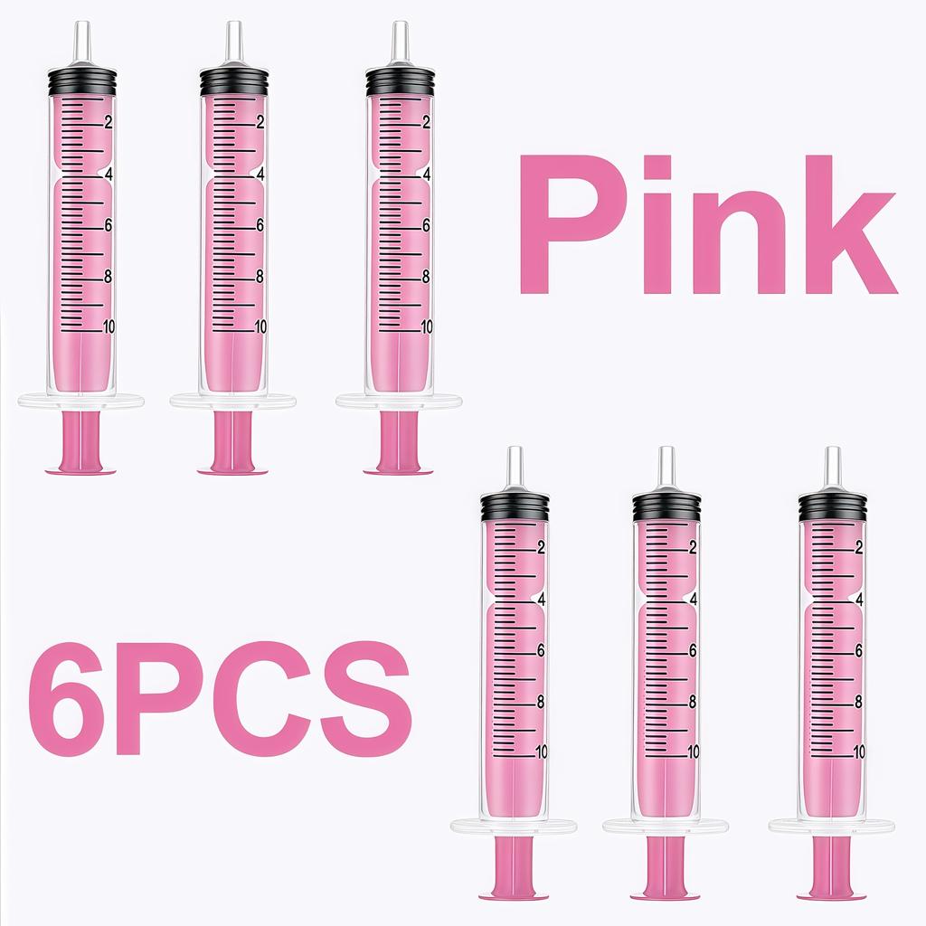 6 Pieces of 10ml Colored Syringe with Caps, Suitable for Glue, Liquid Distribution and Measurement, Pet Food Feeding, Refilling Ink Cartridges, Etc.