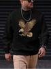 Men's Eagle Print Casual Sweatshirt-Long Sleeve Crew Neck, Stylish and Durable, Sporty Casual Style, Lightweight Fabric, Vibrant Living