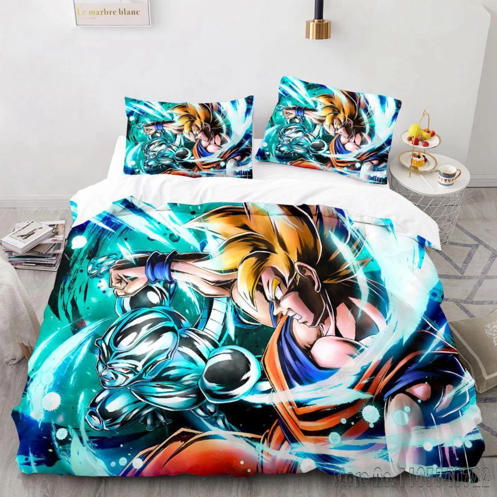 Japanese Anime Dragon Ball Duvet Cover Goku Bedding Sets For Boys Kids Teens Quilt Cover Pillowcases Children Christmas Gift