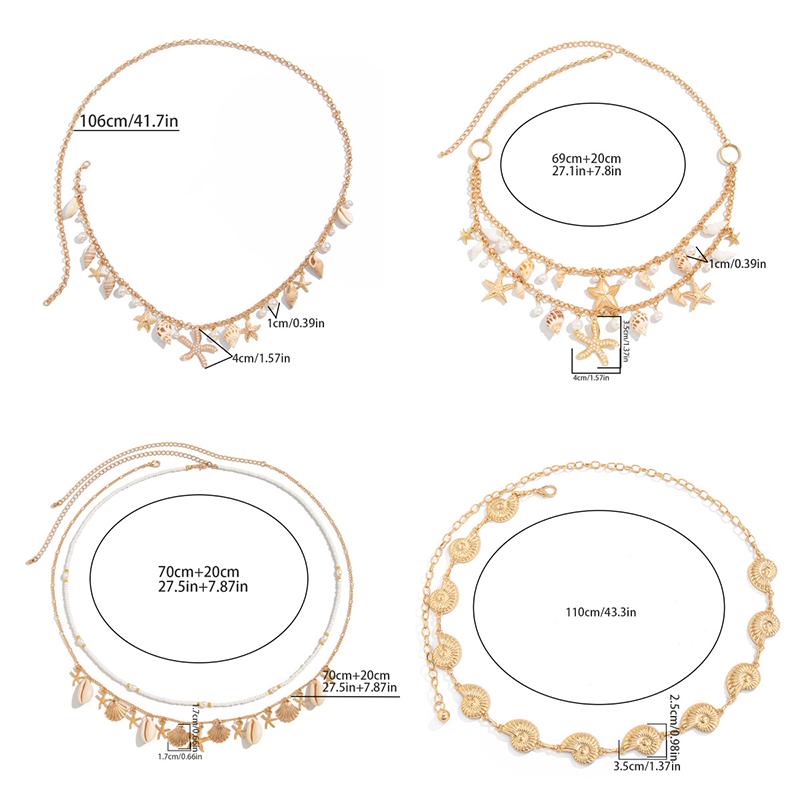  Natural Shell Conch Starfish Tassel Pendant Waist Chain For Women Girls Bohemian Style Retro Sexy Body Chain Gifts