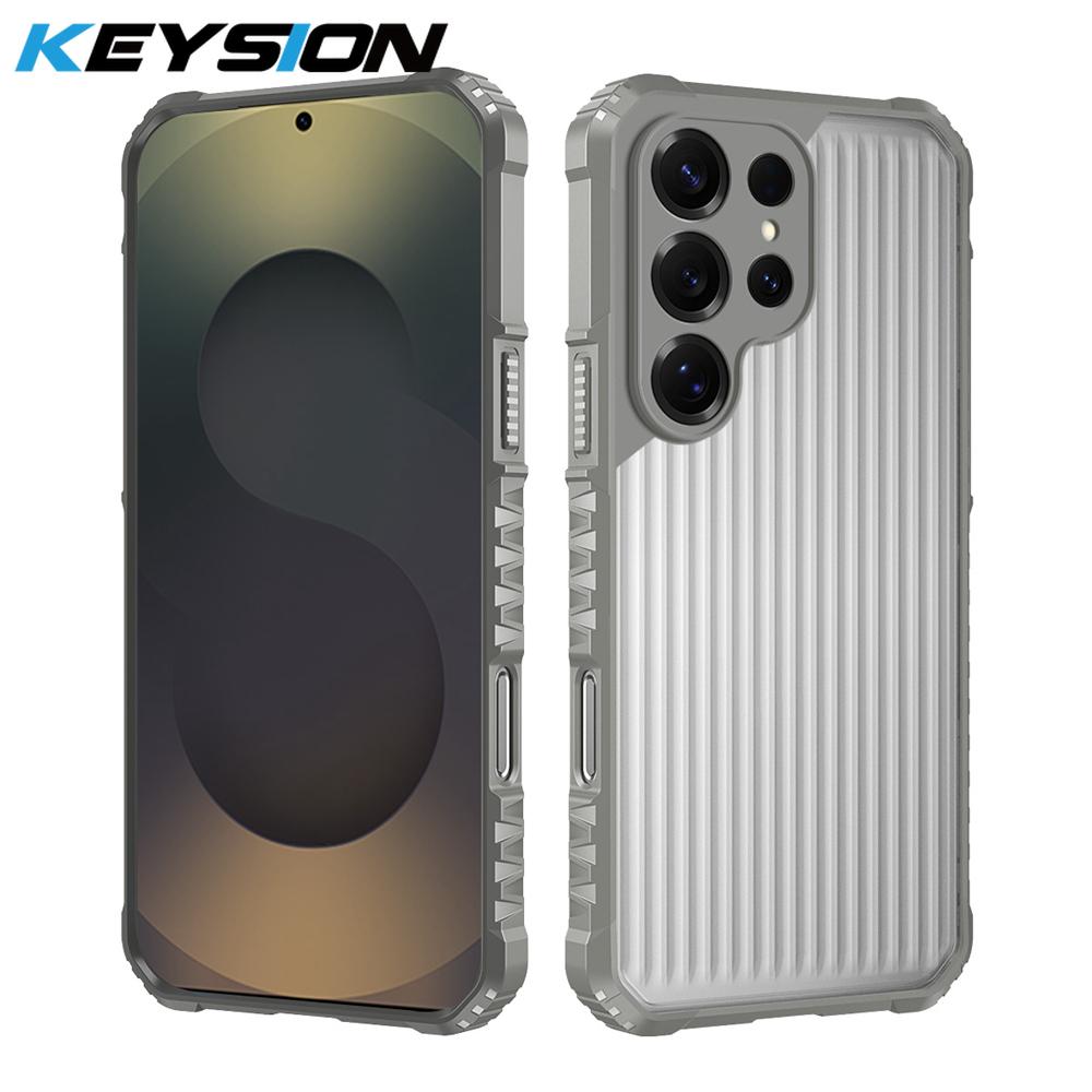 KEYSION Wytrzymałe, odporne na wstrząsy etui na telefon Samsung S23 S24 S25 Ultra Silikon+PC Półprzezroczysta matowa osłona dla Galaxy S25 S21 FE